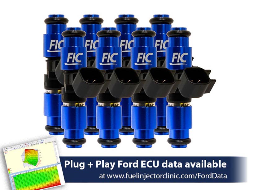 1200cc-D (110 lbs/hr at 43.5 PSI fuel pressure) FIC Fuel  Injector Clinic Injector Set for Mustang GT (2005-2016 )/GT350 (2015-2016)/ Boss 302 (2012-2013)/Cobra (1999-2004)  (High-Z)